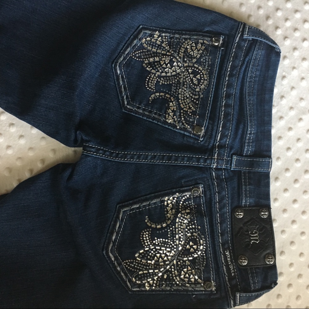 Miss Me sz 27 dark wash bootcut jeans bling E